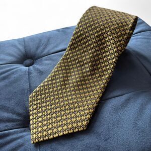 HUGO BOSS 100% Silk Designer Men’s Wide Neck Tie | Gold & Black | Excellent NWOT
